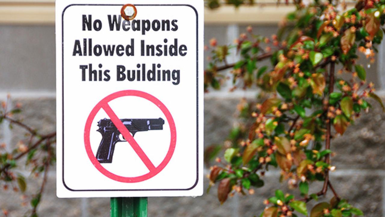 A sign indicating a gun-free zone