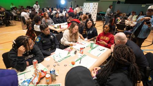 Youths and community leaders in discussion facilitated by CVP researcher.